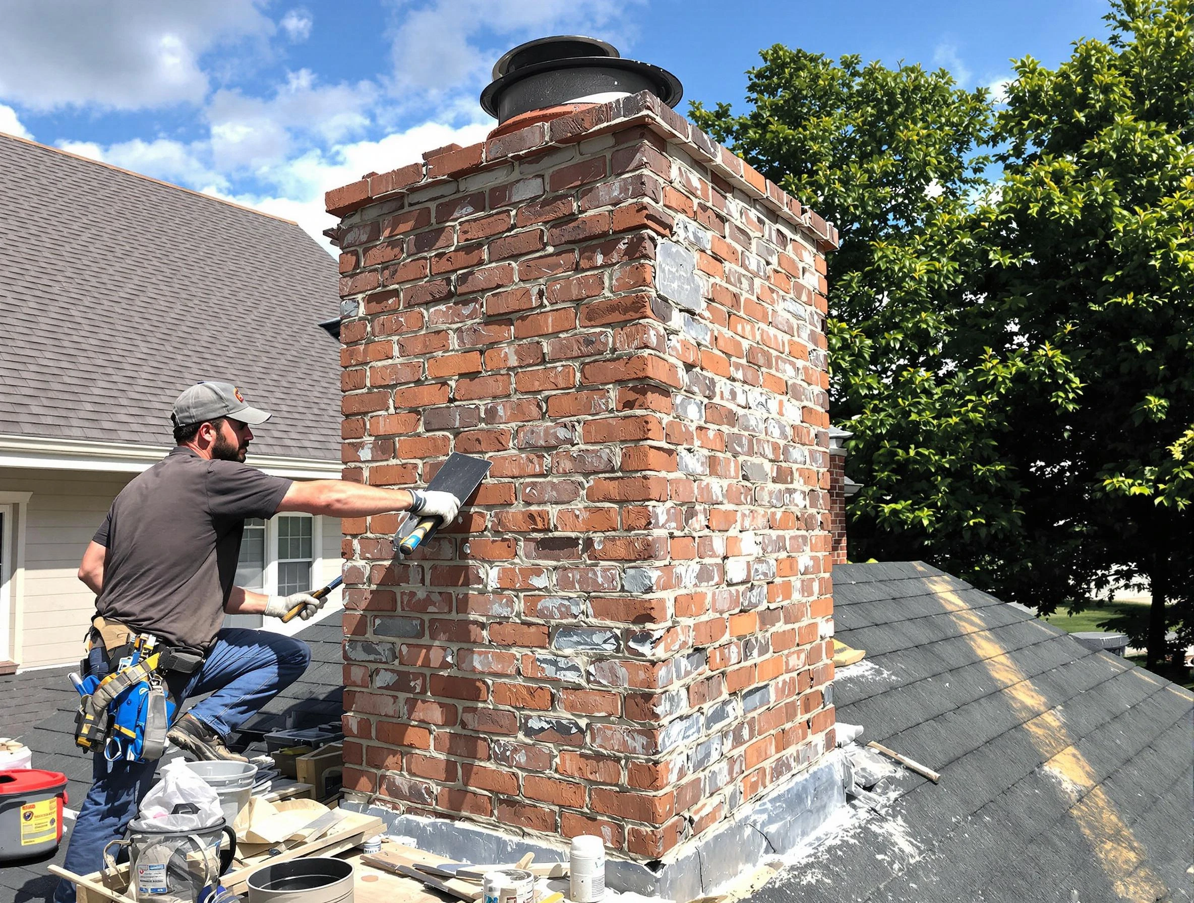 Completed chimney rebuild by Boston Chimney Sweep in Boston, MA
