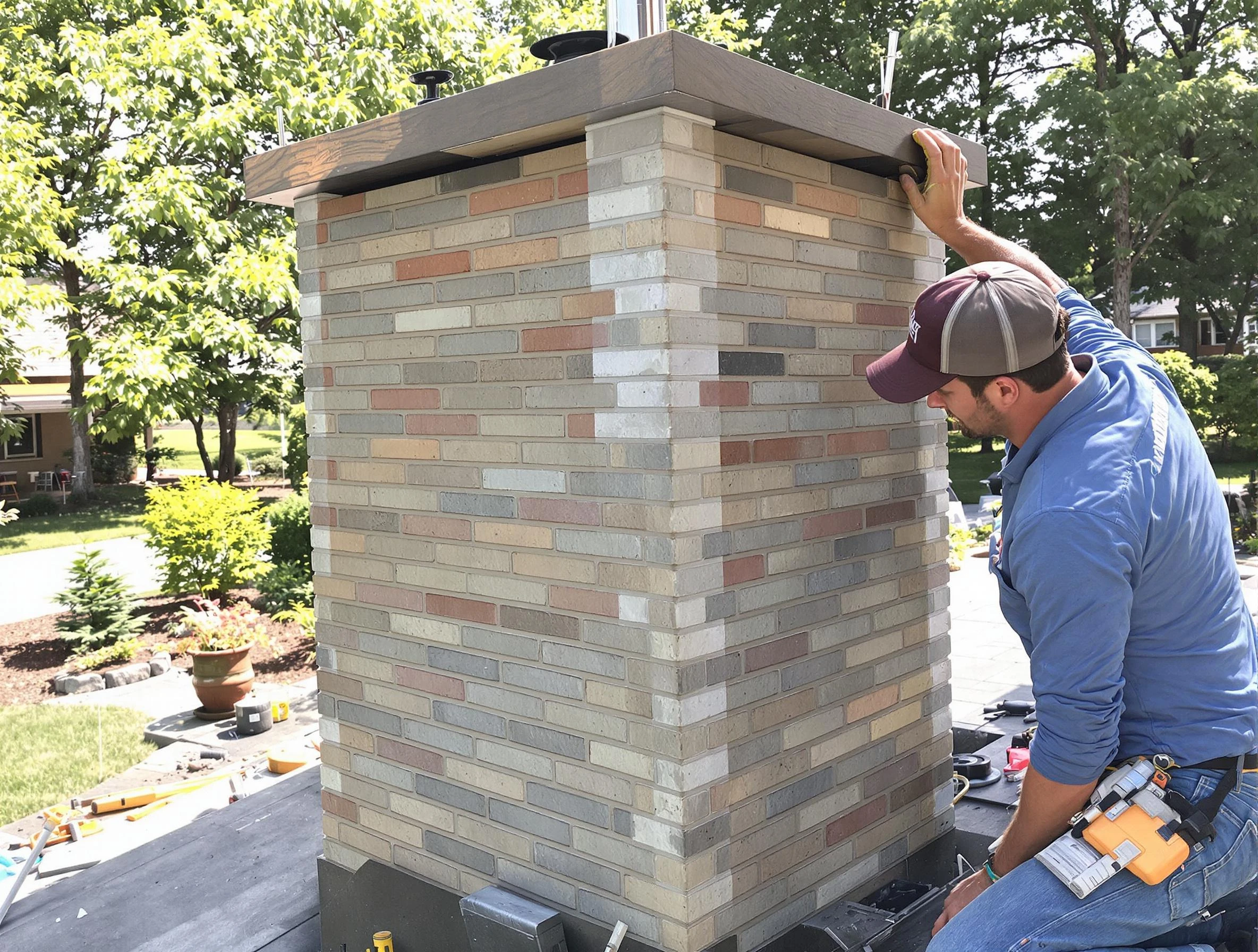 Boston Chimney Sweep completing a modern chimney remodel in Boston, MA