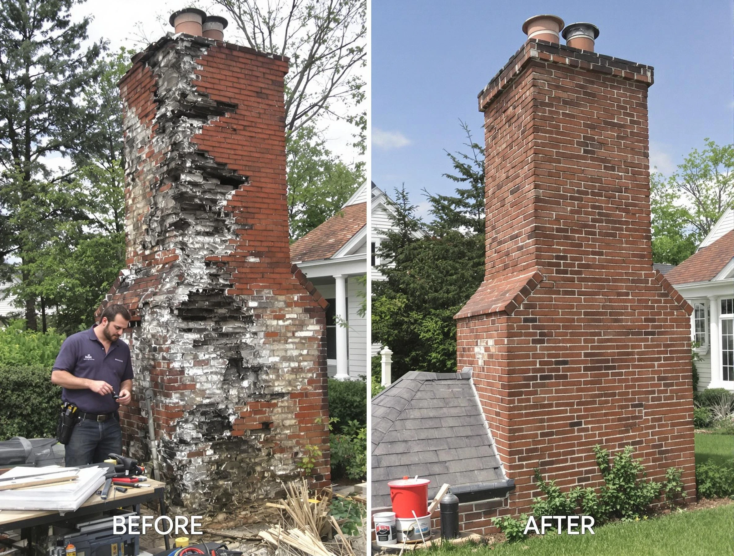 Boston Chimney Sweep performing a full chimney restoration in Boston, MA