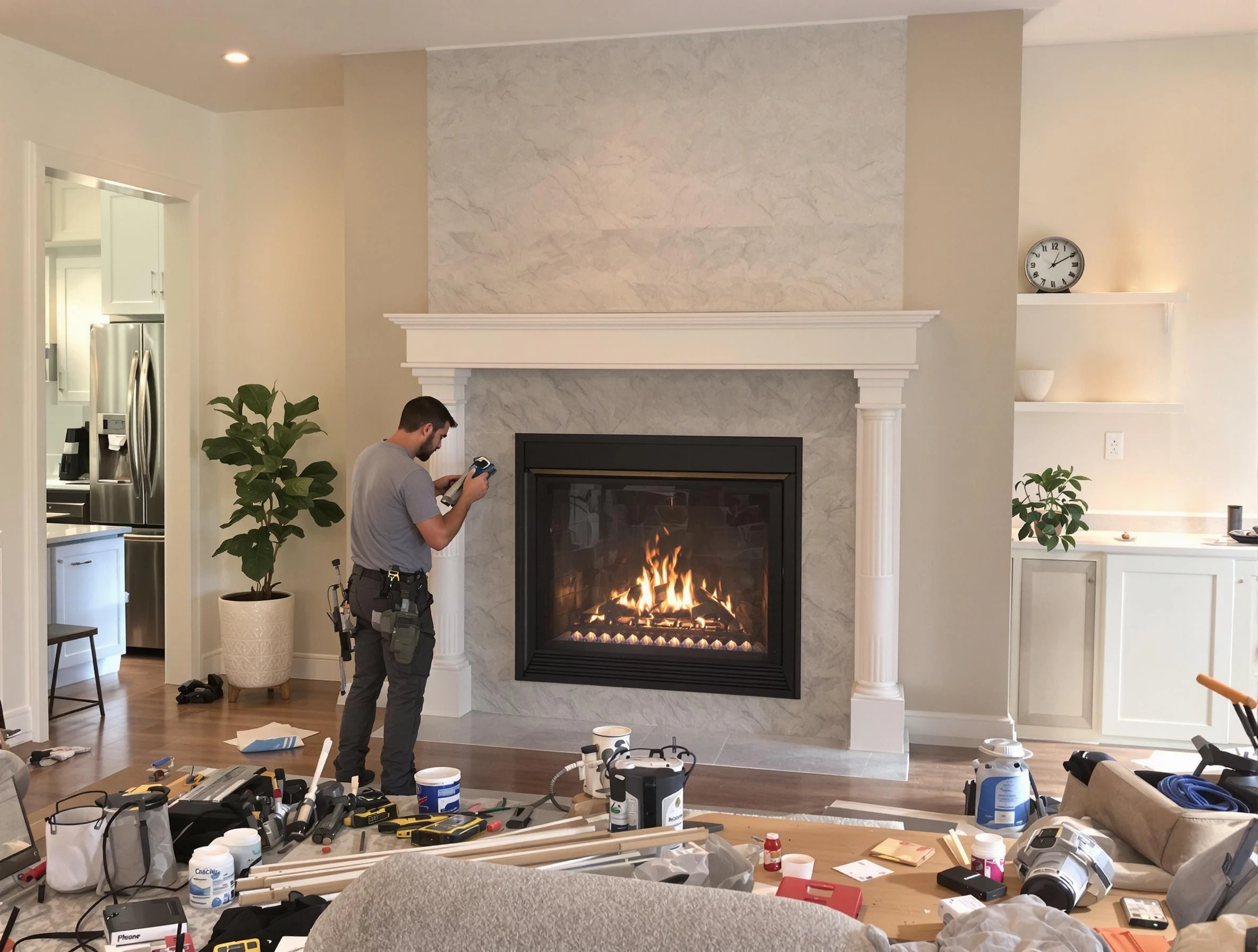Newly installed fireplace by Boston Chimney Sweep in Boston, MA